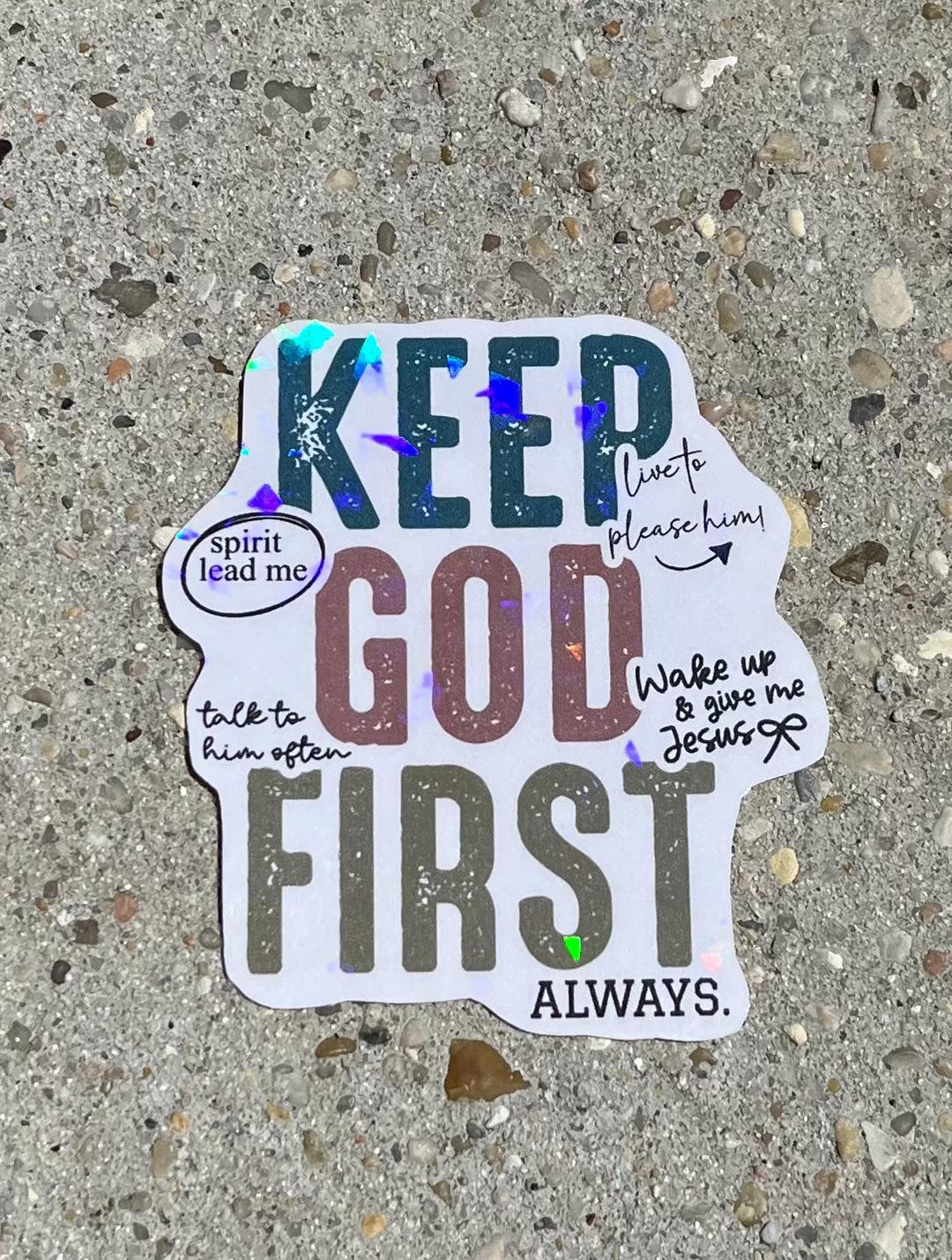 Keep God First Holographic Christian Sticker - Etsy