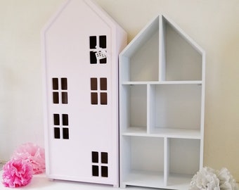 Handmade Wooden Kids' House Shelf, Pastel Children's Furniture