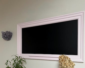 Handgemaakt krijtbord met eiken lijst, roze memobord (110 x 60 cm)