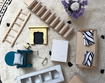 Sofá De Madera Y Tela Para Casa De Muñecas A Escala 1:12, Mueble En Miniatura Con Cojines Realistas, Regalo Para Niños