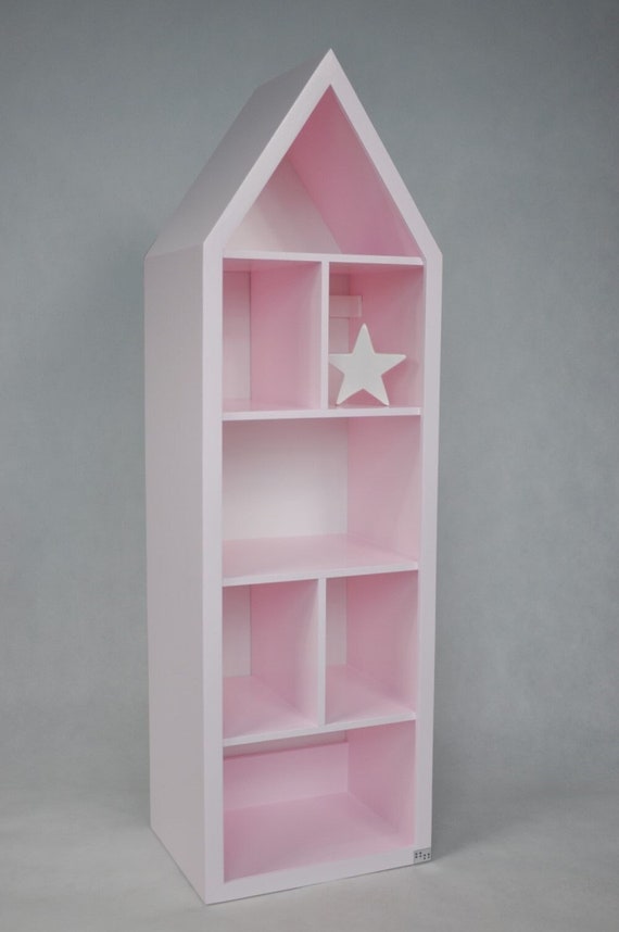 Libreria casa in legno rosa, Piccola libreria con ripiani per la camera di  un bambino, Libreria perfetta per i giocattoli -  Italia