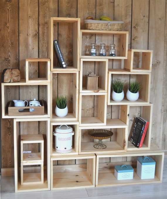 Wooden Wall Shelves Three Dimensional Wemadit Boxes Etsy