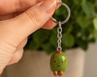 Handmade Olive Keyring | Polymer Clay Food Keychain