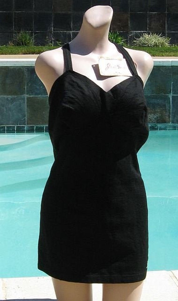 NWT Vintage 40s Jantzen "Turnabout" Black Swimsui… - image 1