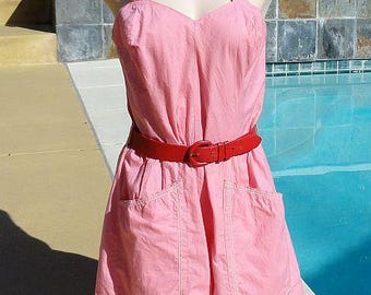 Vintage 40s Queen Casuals Pink Cotton Romper Playsuit size 20 B38
