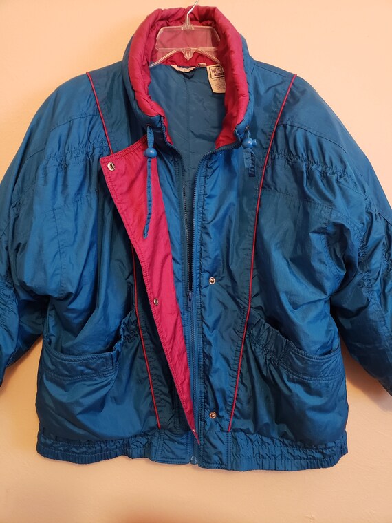 Vintage 90s Blue & Magenta Puffy Ski Coat Windbre… - image 4