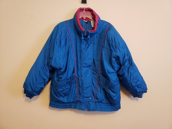 Vintage 90s Blue & Magenta Puffy Ski Coat Windbre… - image 1