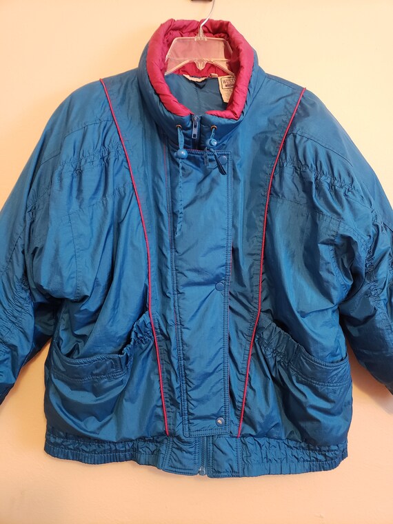 Vintage 90s Blue & Magenta Puffy Ski Coat Windbre… - image 2