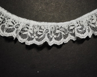 Frilled Gathered lace White 40mm~1 5/8" trimmings~SLFR0090. 