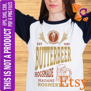 Potter Custom Printed Apparel Butter Beer Design Theme Editable Files