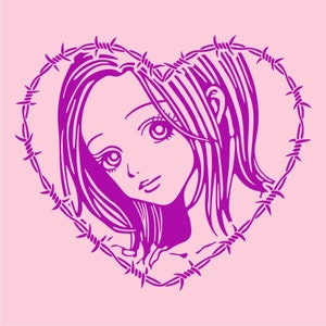 Nana Hachi into a barbed wired heart vector editable design Files: svg, pdf, cdr, eps, png - customizable & creative!
