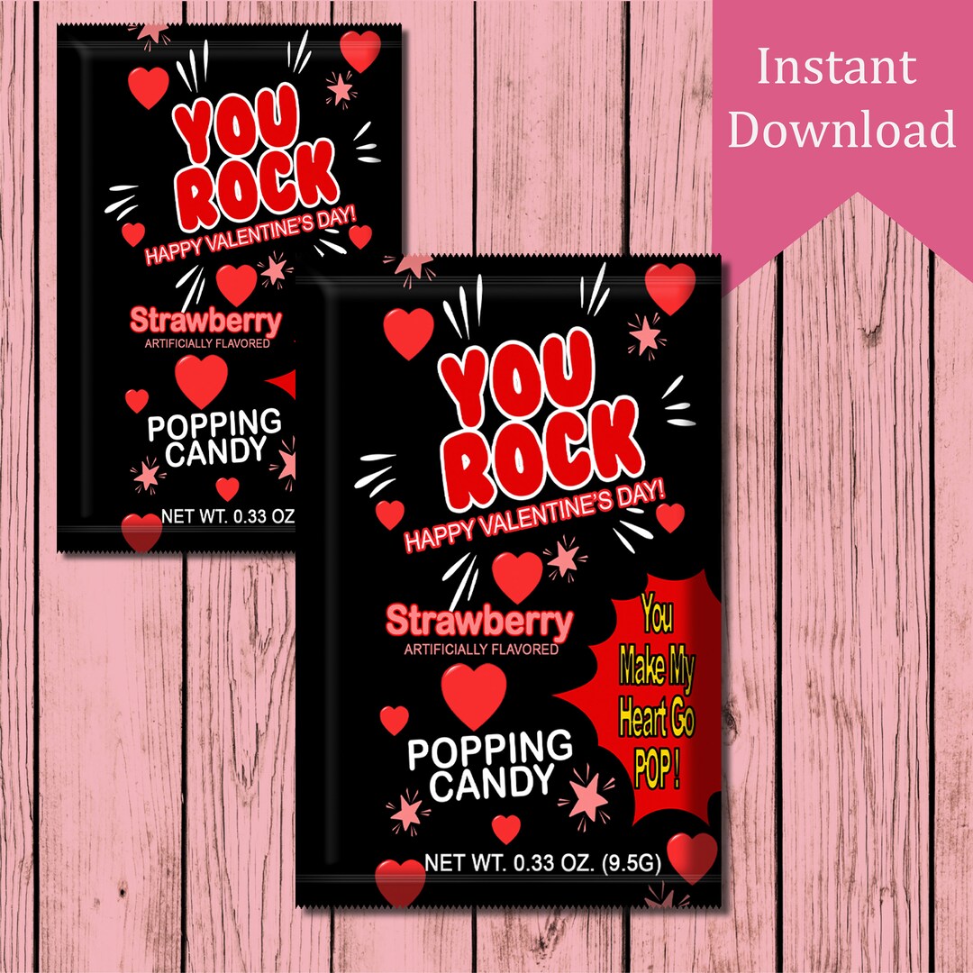 Pop Rocks Valentine| Kids Valentine|school Valentine|printable ...