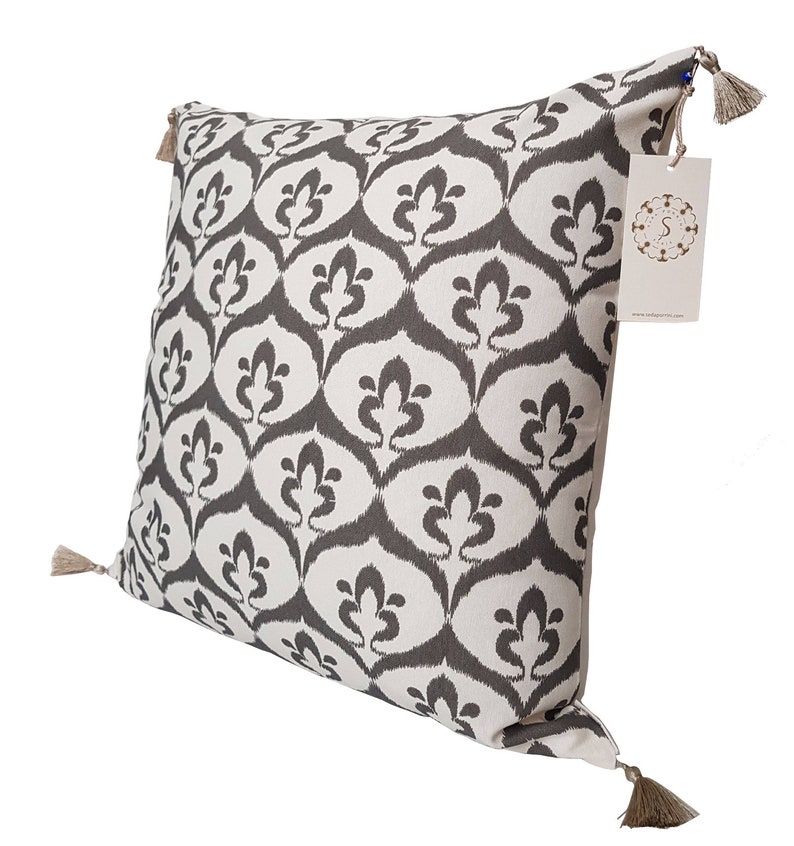 Ottoman cushion cover ikat style white gray 50 x 50-decorative cushion for gift-cover pillow-cousin cocooning decoration