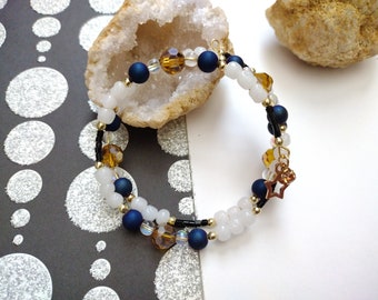 Cosmic Cliffs Star Memory Wire Beaded Bracelet