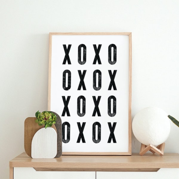 XOXO Stamp Modern Art Print. XOXO Typography Poster. Fashion Wall Art. Bold Loft Wall Decor. Industrial Living Decor. XO Love Poster.