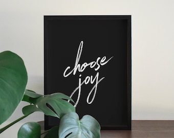 Scegli Joy Art Print. Stampa positività scritta a mano. Arte cristiana. Arredamento da parete del soggiorno. Citazione ispirazionale. Poster biblico.