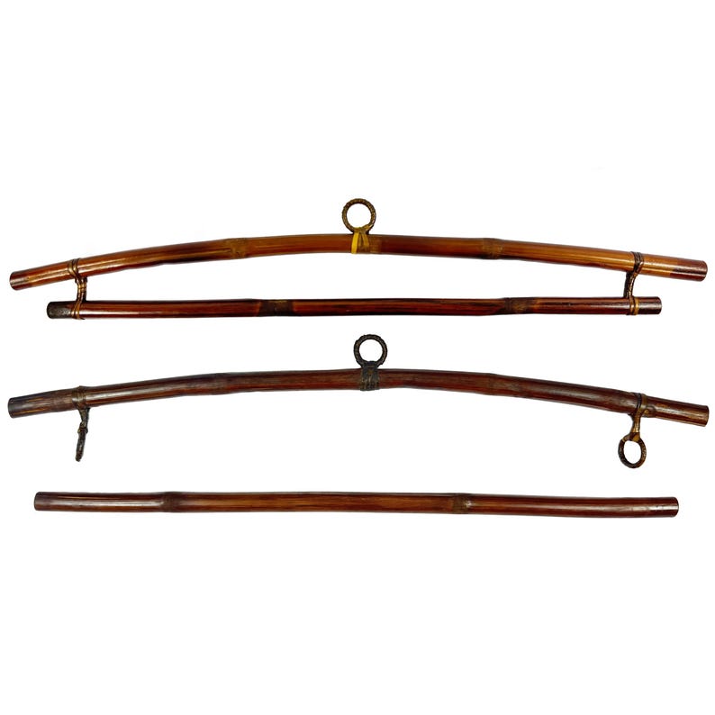 Handcrafted Bamboo Textile & Clothes Hanger | Reverse Pagoda-Style Wall Decor | Eco-Friendly Artisan Hanger for Tapestries, Scarves, Artwork image 1