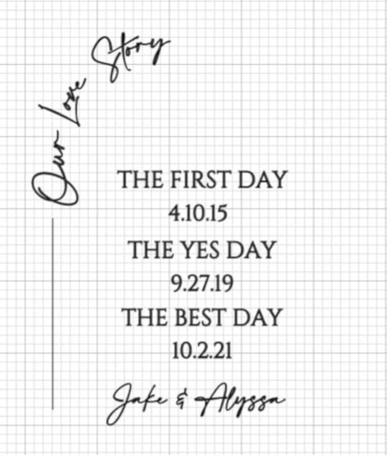 Our Love Story Wedding Sign Vinyl Decal the First Day-the Yes Day-the ...