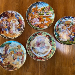 TEDDY BEAR Collector Plates | Franklin Mint Heirloom | Set of FIVE