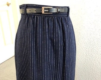 Size 5/6 Blue Striped Wool Skirt