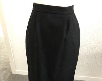 Size 7 Black Wool Skirt with buttons down back