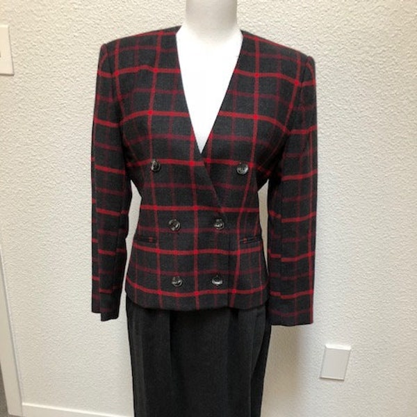 Ensemble Pantalon Et Veste Jones New York - Taille 6P, Gris Charbon, Neuf Avec étiquettes