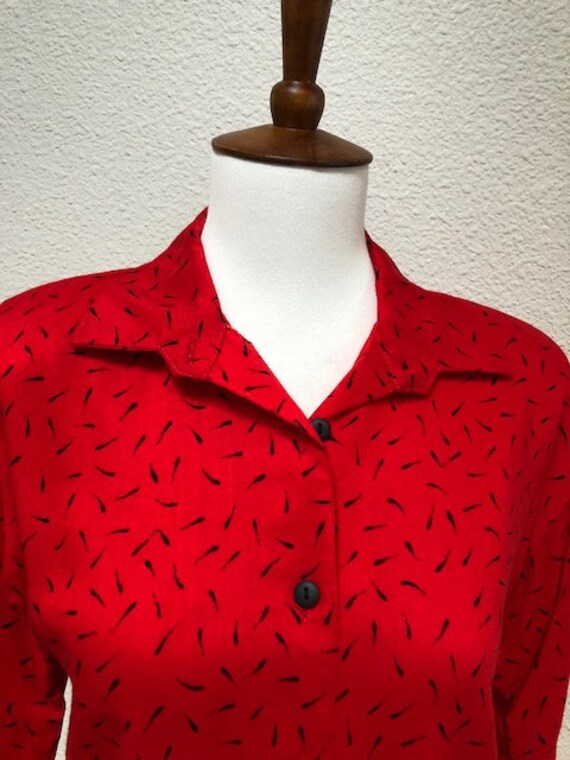 Size S Red Blouse with Cuffed Sleeves - image 2