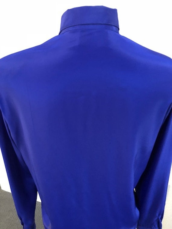 Size 4 Petite Blue Silky Blouse - image 6