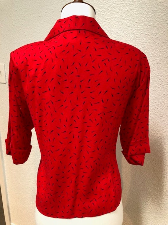 Size S Red Blouse with Cuffed Sleeves - image 3