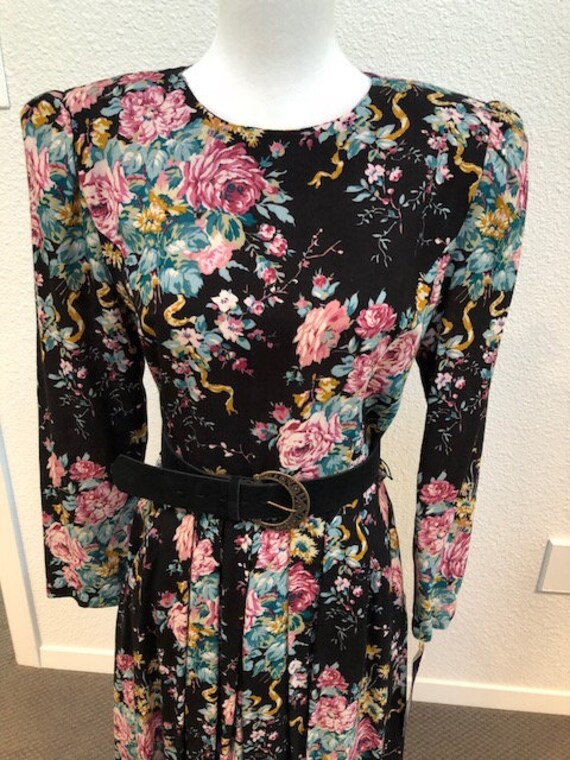 Size 8P Petite Black Floral Designer Dress by Jessica Howard Etsy