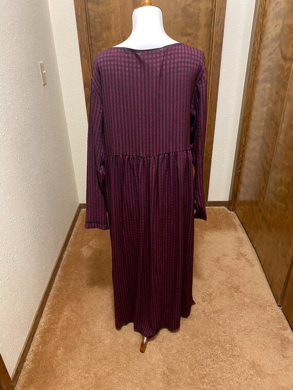 Size S Burgandy and Black Checkered Dress - image 4