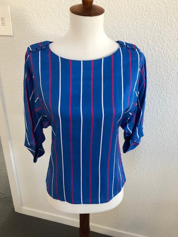 Size S Blue Striped Blouse