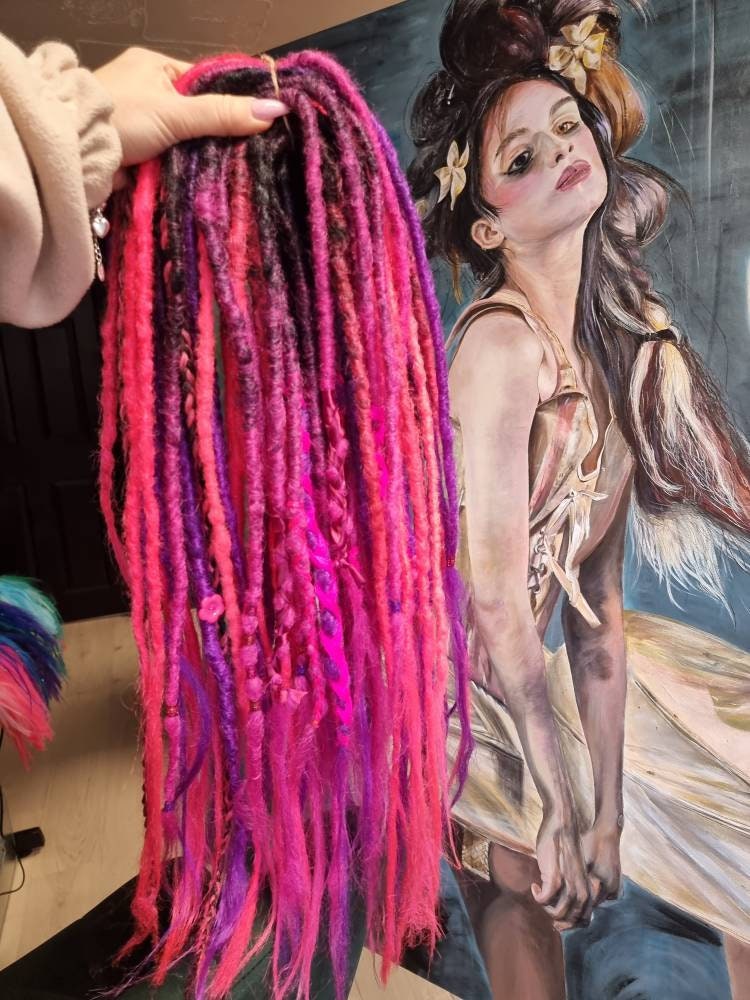 Full Set Dreads Extension Braids / Ombre Purple Pink/ Etsy