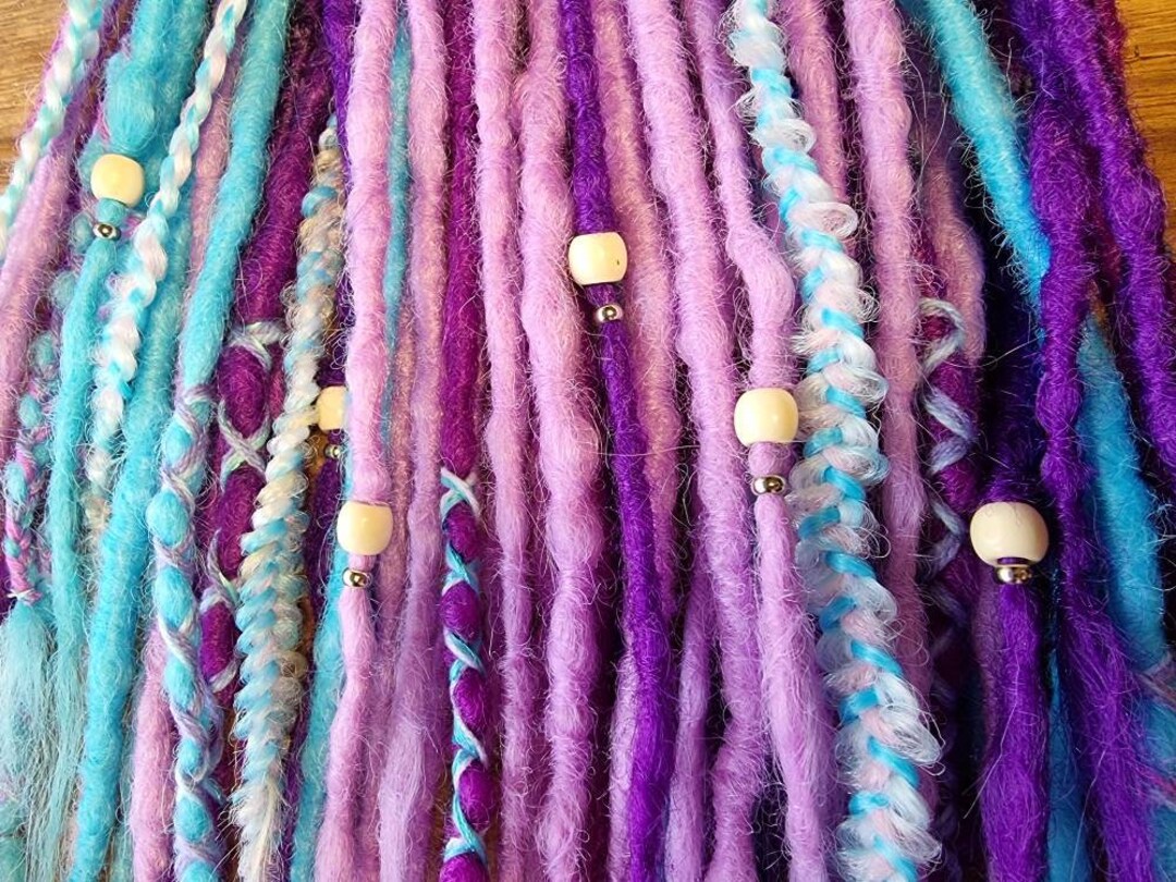 Full Set Dreads Extension Braids / Purple Blue/ Decorated With Etsy