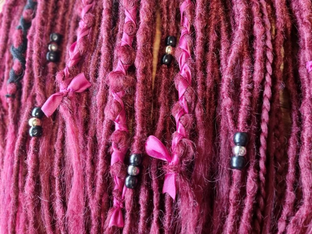 Full Set Dreads Extension Braids / Ombre Burgundy / Decorated Etsy