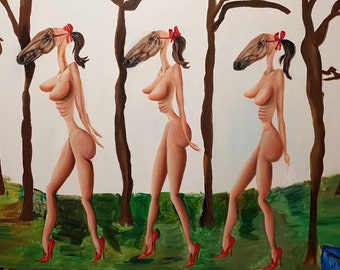 Original Modern Painting Acrylic On Canvas Fashion Decor Home Art Surrealism