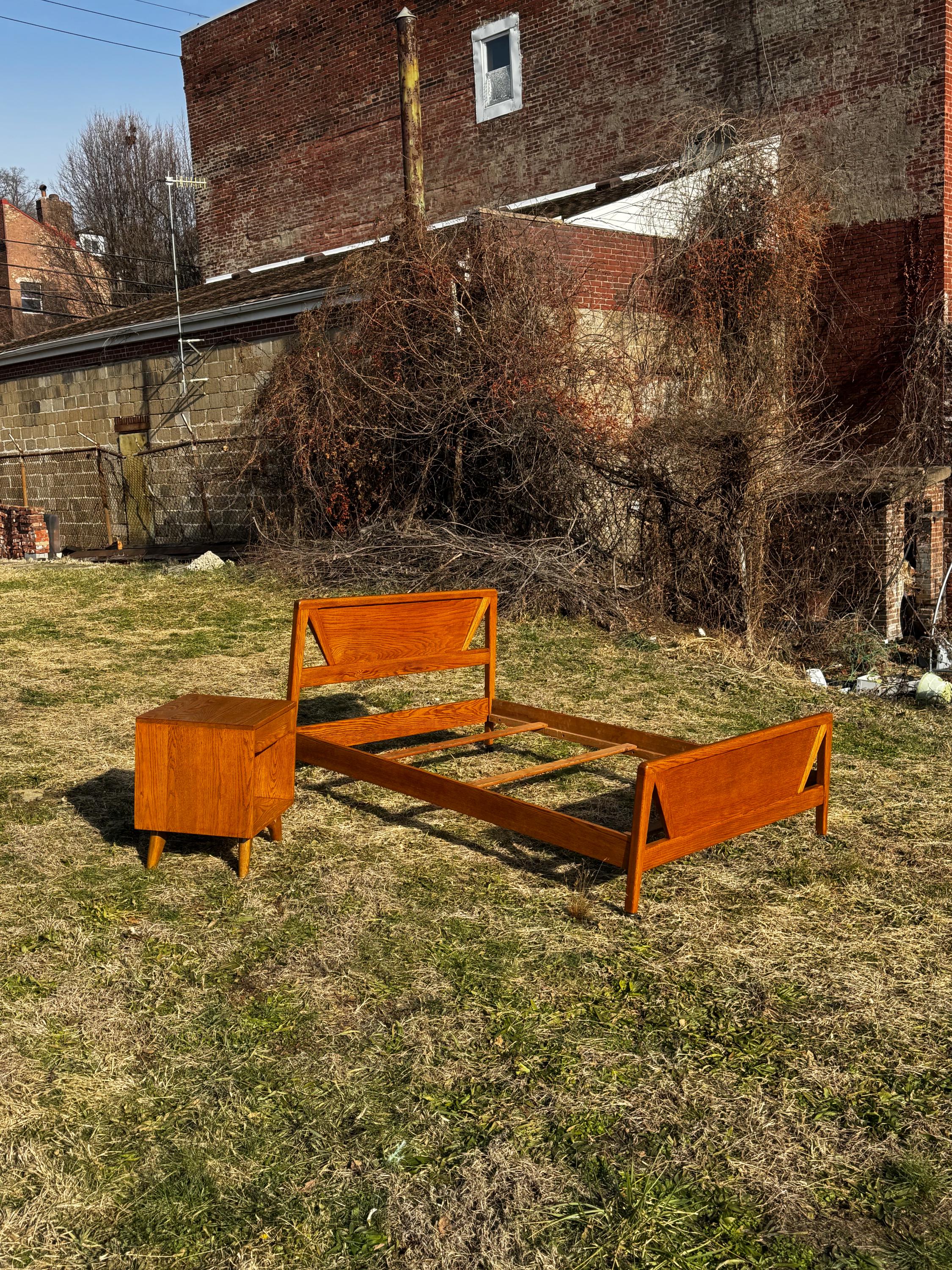 1950s Jack Van Der Molen Oak MCM Full Bed & Nightstand - Etsy