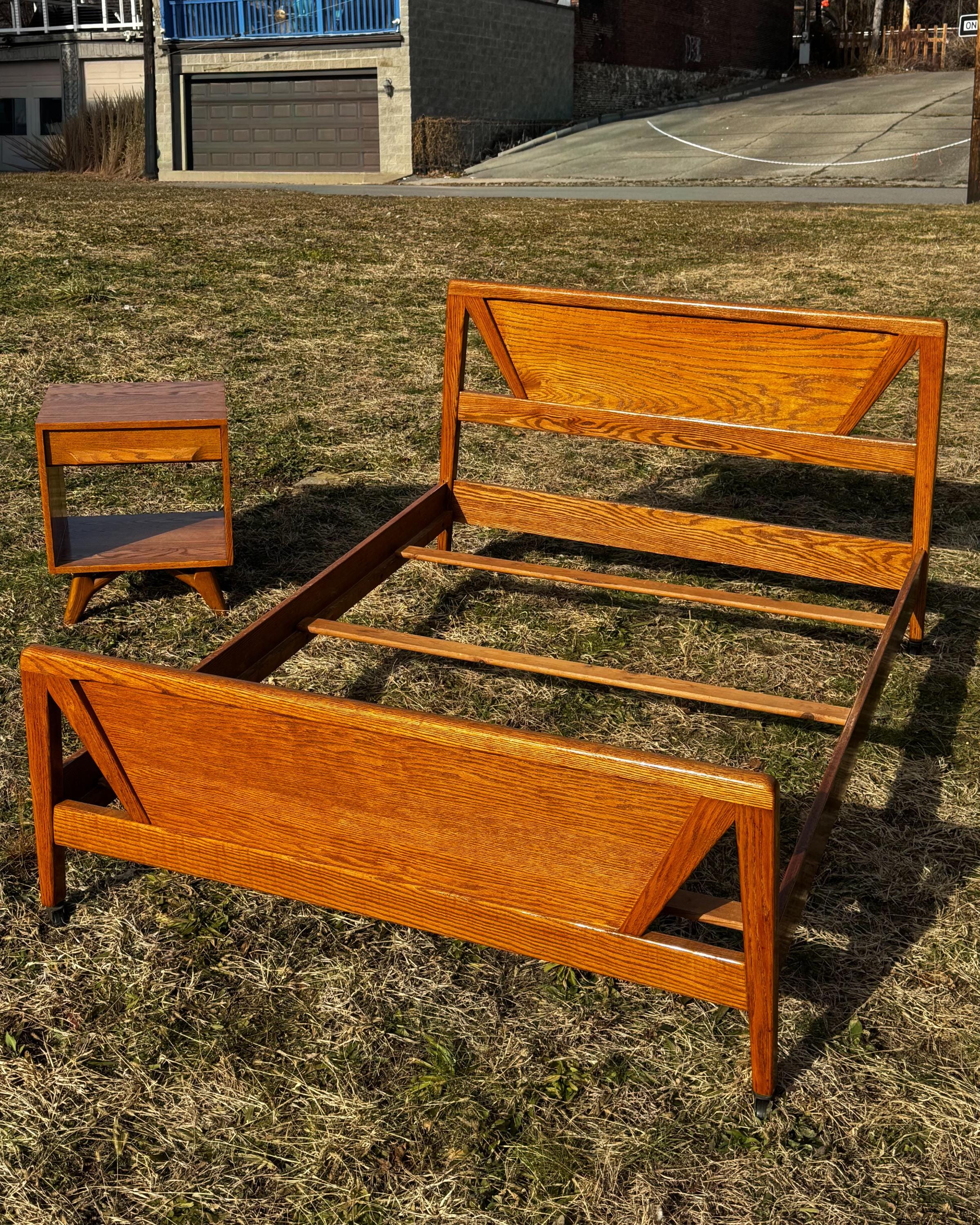 1950s Jack Van Der Molen Oak MCM Full Bed & Nightstand - Etsy