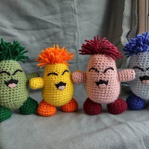 Crochet neopets Chia inspired plushie. Amigurumi nostalgic virtual pet plush