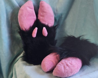 Pink & Black fursuit hand paw hoofs