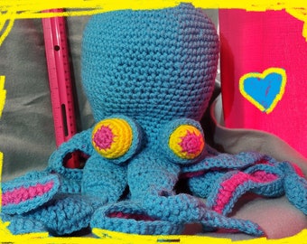 Neon crochet octopus plush amigurumi