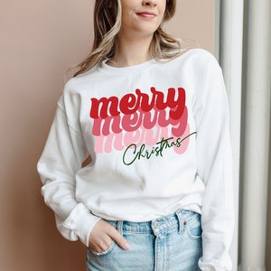 Frohe Frohe Weihnachten Sweatshirt, Frohe Frohe Retro Vintage Sweatshirt, Urlaub Outfit, Weihnachtsfeier, Weihnachtsgeschenk