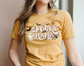 Bella Canvas Halloween Spooky Mama Shirt, Retro Mom Tee