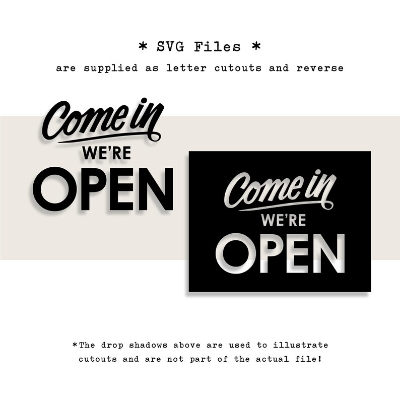 Come In, We're Open Printable Home Decor Store Sign in Black Includes