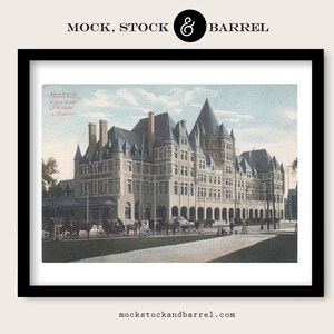 1907 Place Viger Canadian Pacific Railway Hotel, Montréal, Québec, Canada Art Print vintage Carte postale Sérigraphie