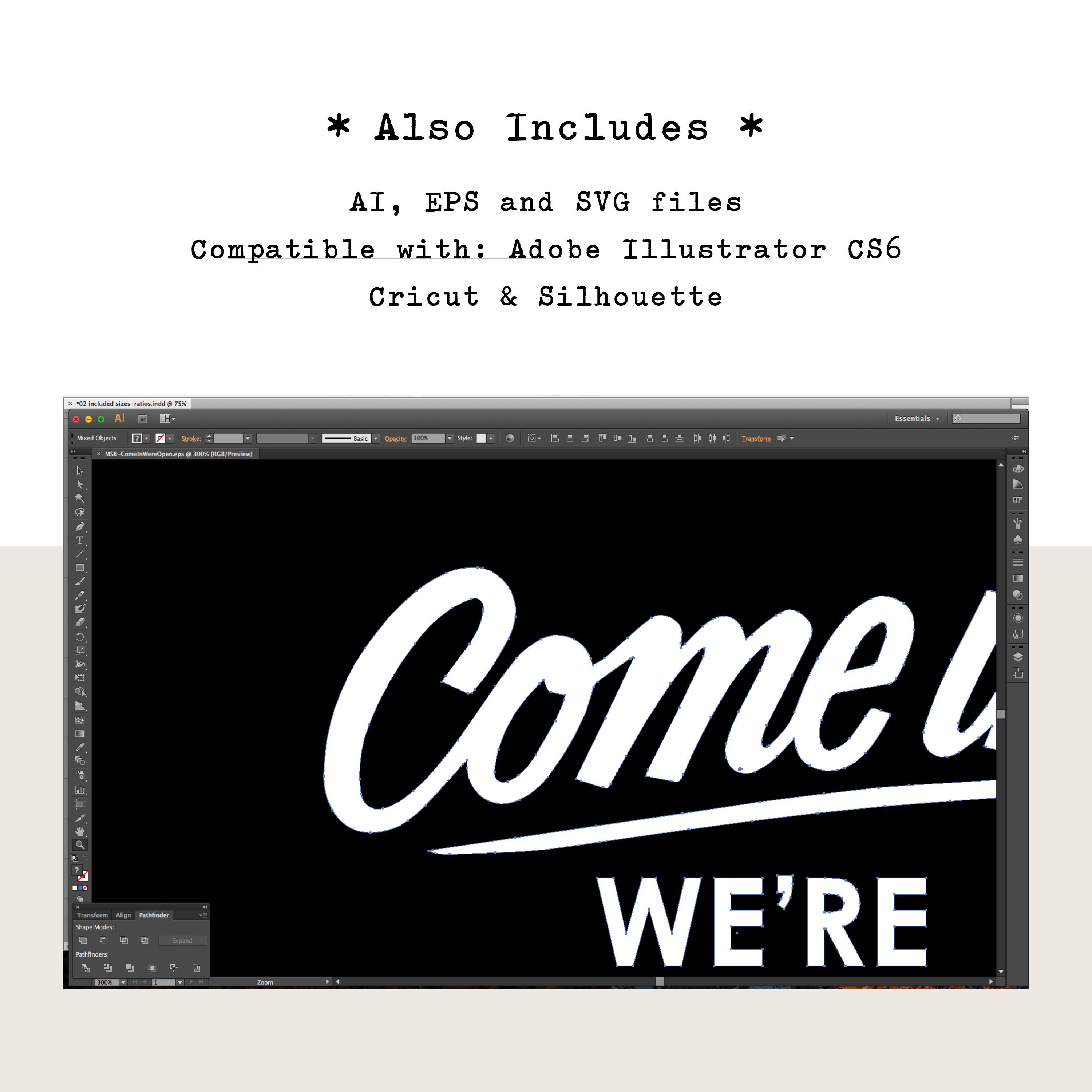 Come In, We're Open Printable Home Decor Store Sign in Black Includes