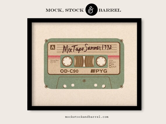 Mix Tape Music Cassette Retro Vintage Screenprint Wall Art Summer