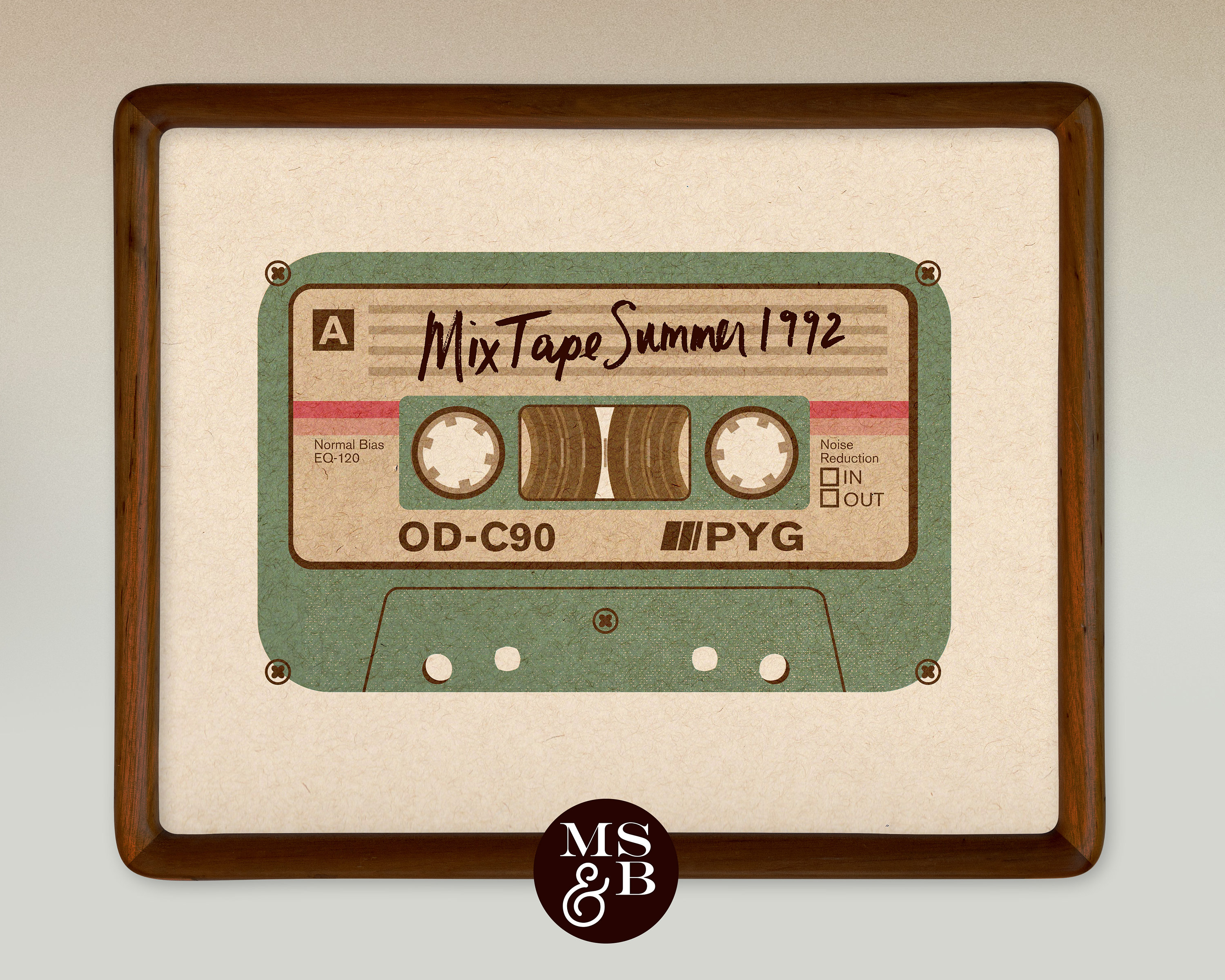 Mix Tape Music Cassette Retro Vintage Screenprint Wall Art Summer