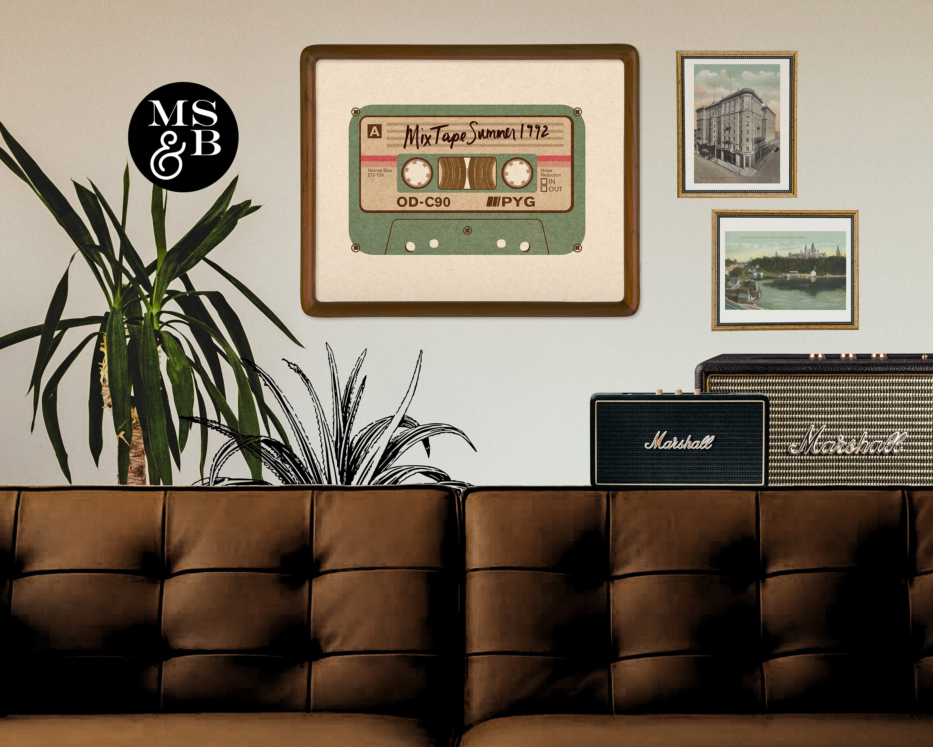 Mix Tape Music Cassette Retro Vintage Screenprint Wall Art Summer