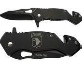Folding Rescue Pocket Knife Glass Break Seatbelt Cutter Black 2.75 quot Stainless Steel TF903BK Army Airborne 101st